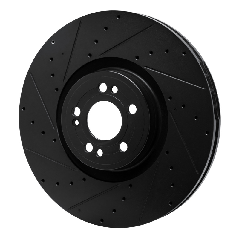 Mercedes-Benz GLE450e Brake Rotor (1) - Front Left - R1 Concepts - Drilled & Slotted - Black - `20-`26